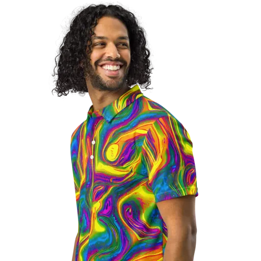 Electric Aurora on a Men's Slim Fit Polo Shirt