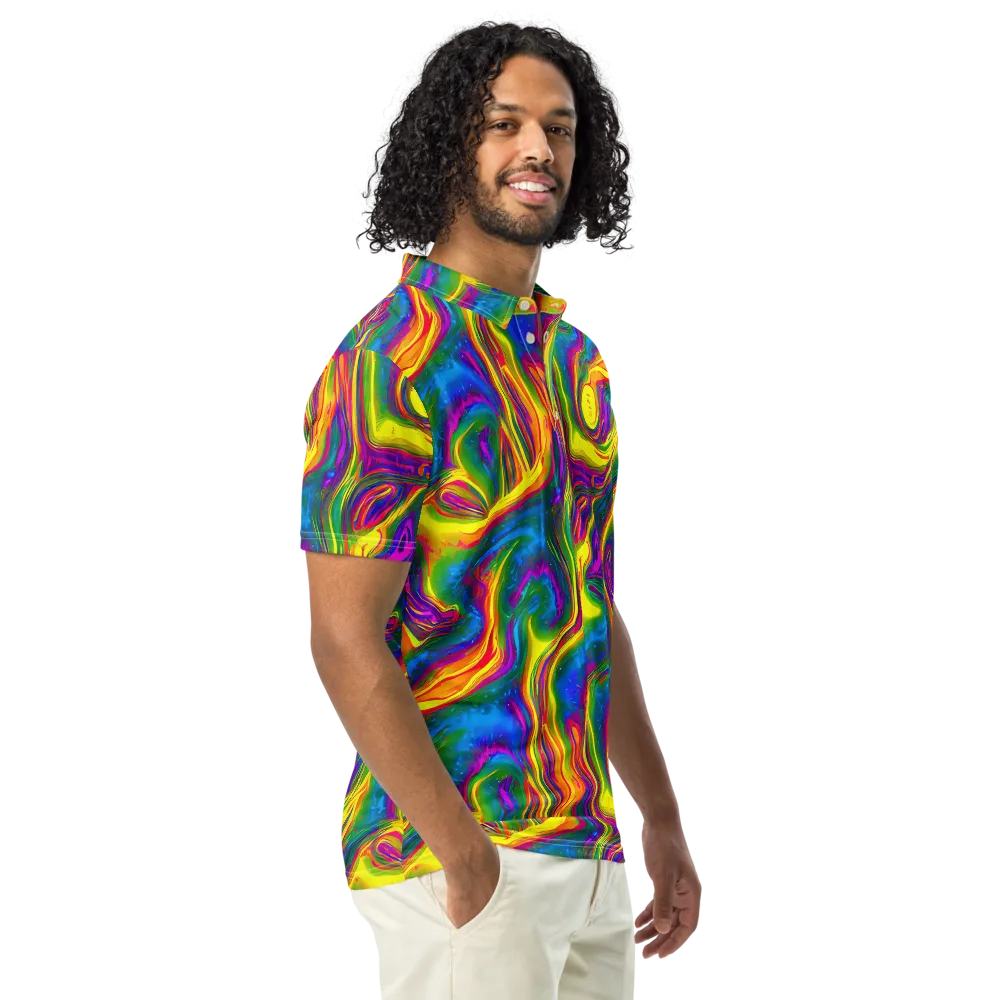 Electric Aurora on Men's Slim Fit Polo Shirt — Right Front