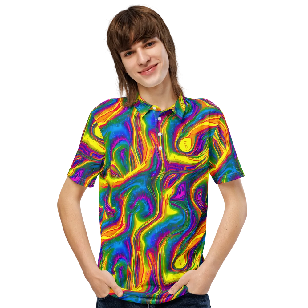 Electric Aurora on Men's Slim Fit Polo Shirt — Front