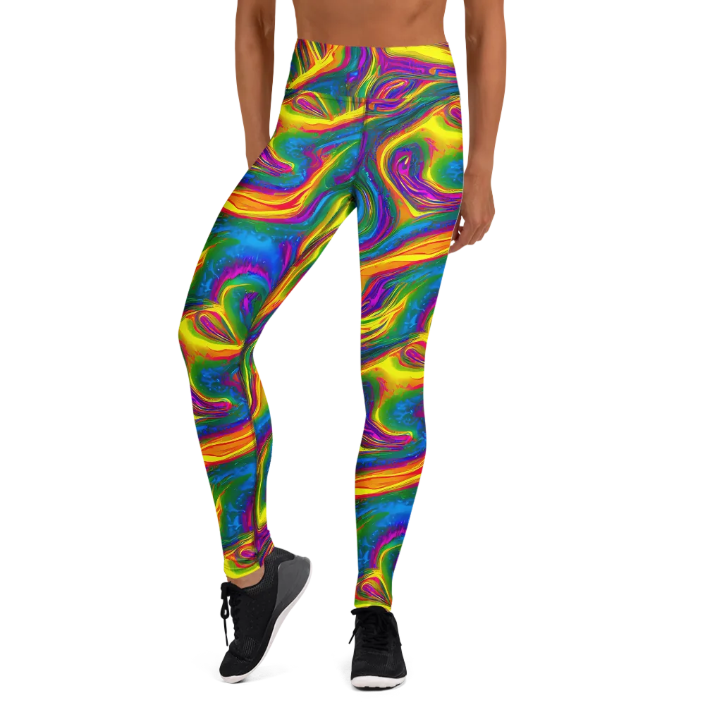Electric Aurora on Yoga Leggings — Front