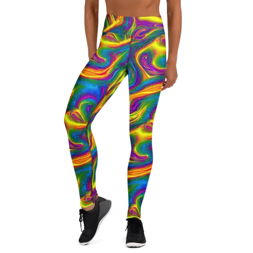 Electric Aurora on a Yoga Leggings
