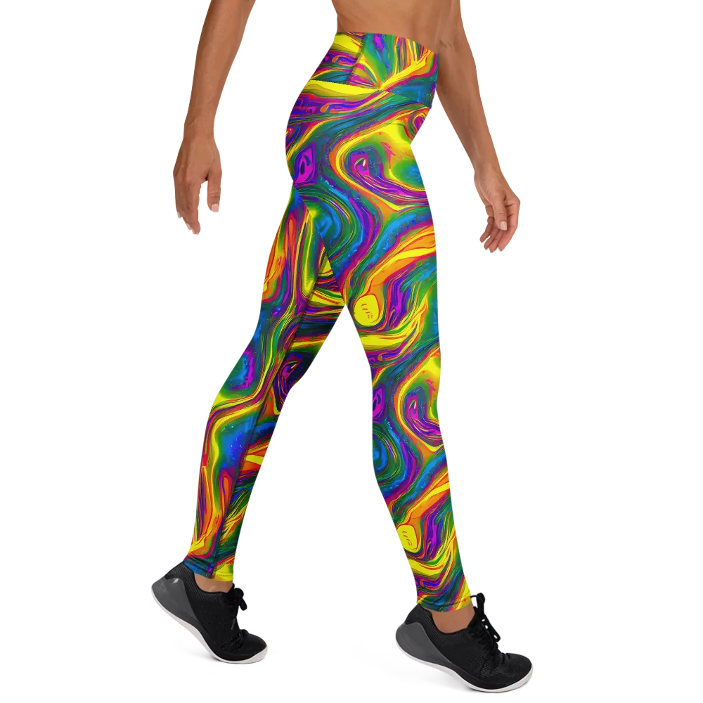 Electric Aurora on Yoga Leggings — Right