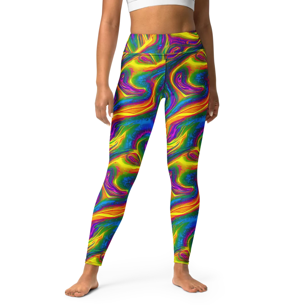 Electric Aurora on Yoga Leggings — Front