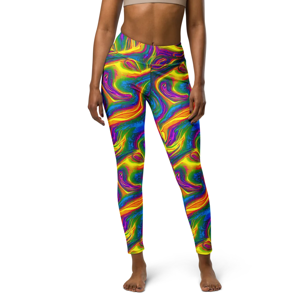 Electric Aurora on Yoga Leggings — Front