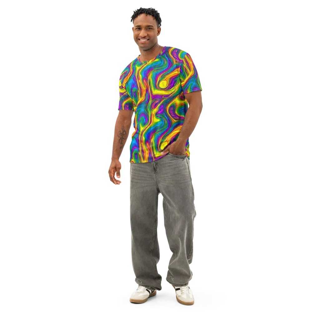 Electric Aurora on Men's Cotton Crew Neck T-Shirt — Front