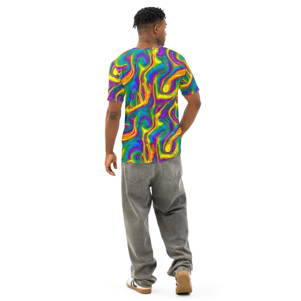 Electric Aurora on Men's Cotton Crew Neck T-Shirt — Back