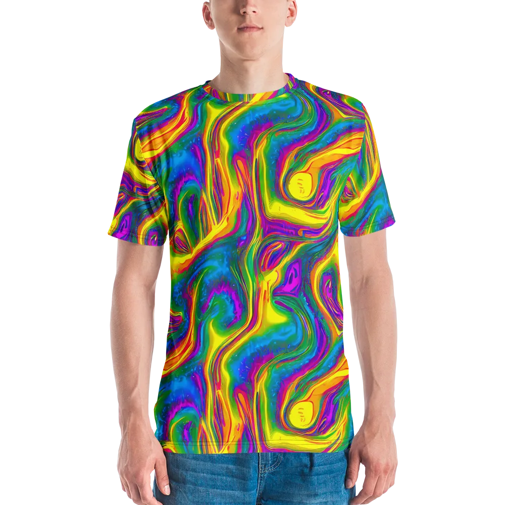 Electric Aurora on Men's Crew Neck T-Shirt — Front