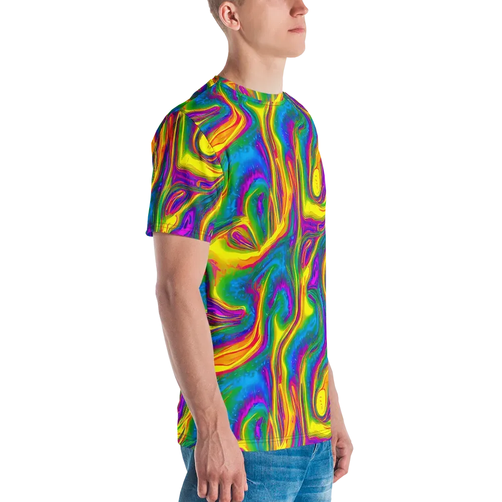 Electric Aurora on Men's Crew Neck T-Shirt — Right