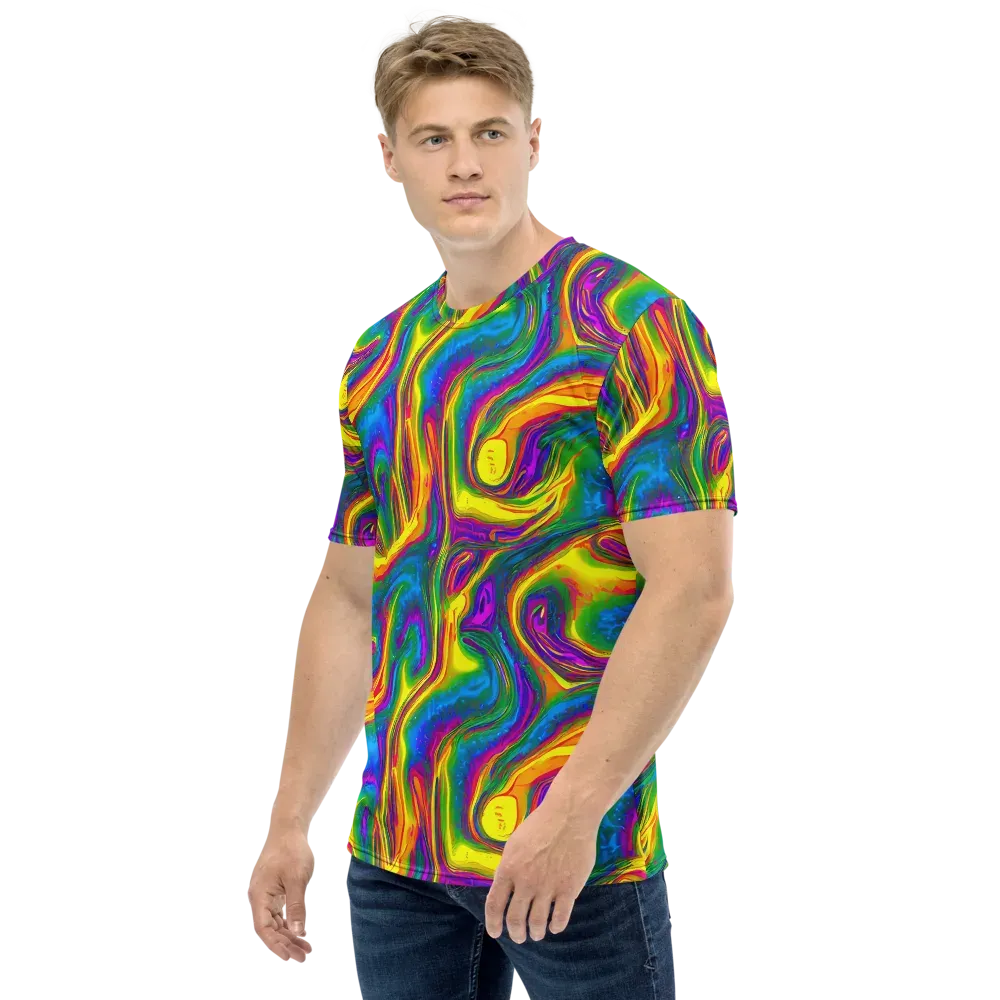 Electric Aurora on Men's Crew Neck T-Shirt — Left