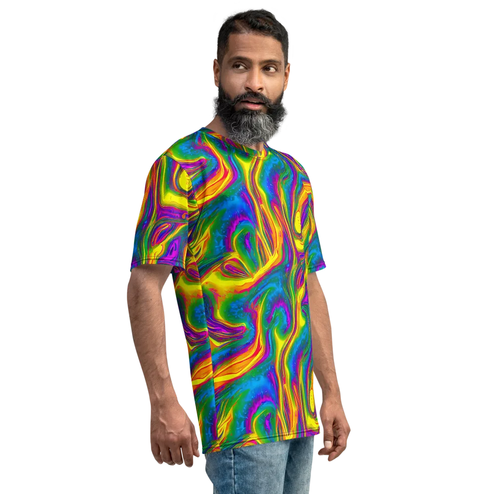 Electric Aurora on Men's Crew Neck T-Shirt — Right