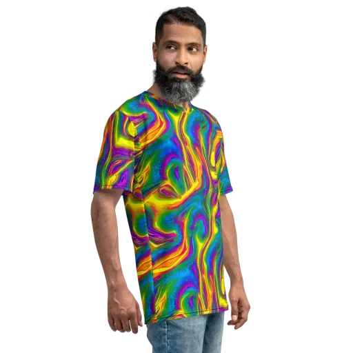 Electric Aurora on a Men's Crew Neck T-Shirt