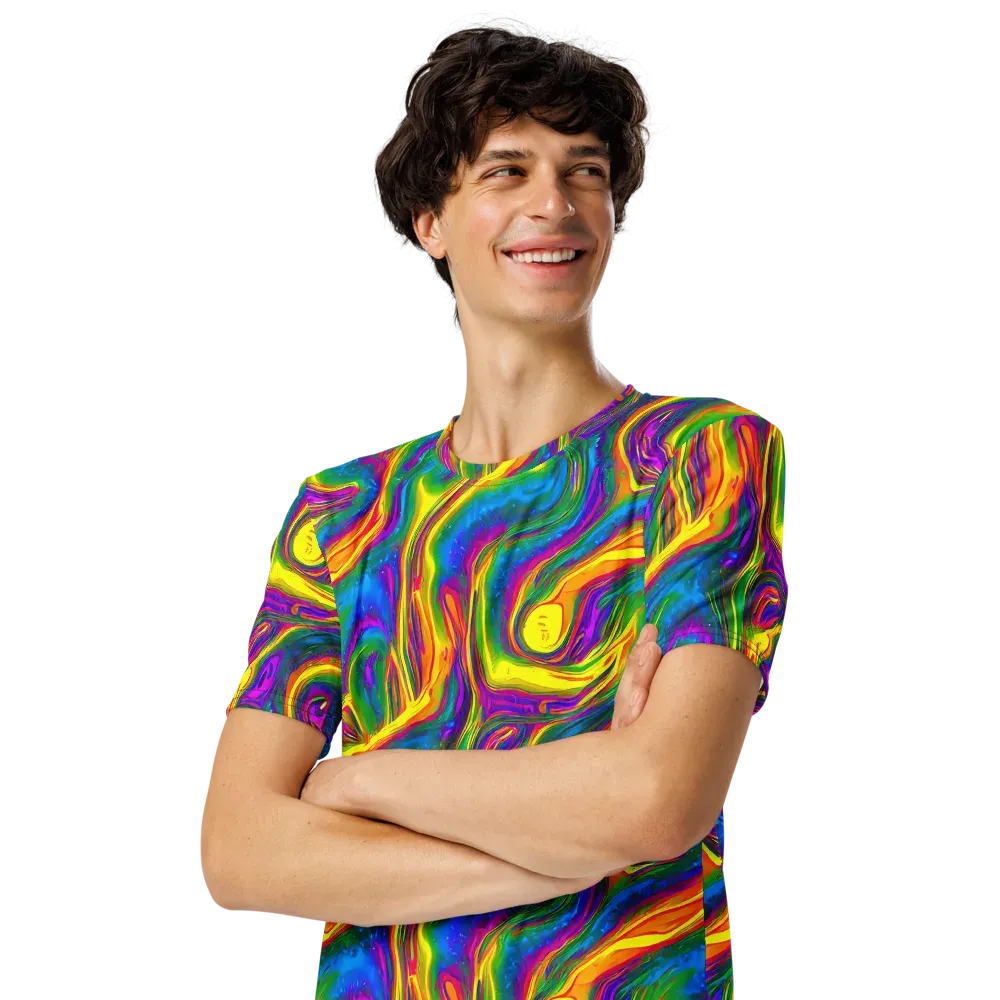 Electric Aurora on Men's Crew Neck T-Shirt — Left Front