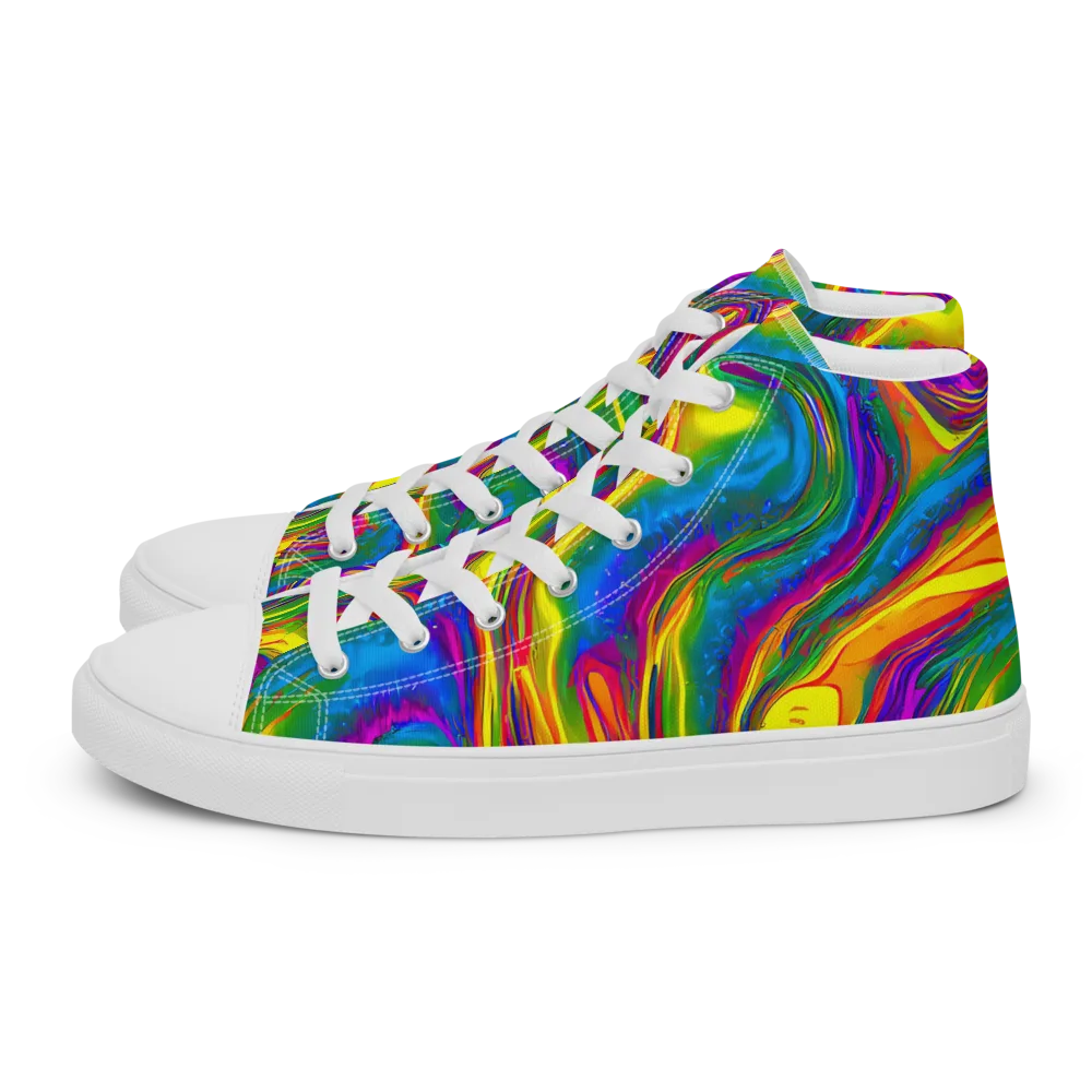 Electric Aurora on Men's High Top Canvas Shoes — Left