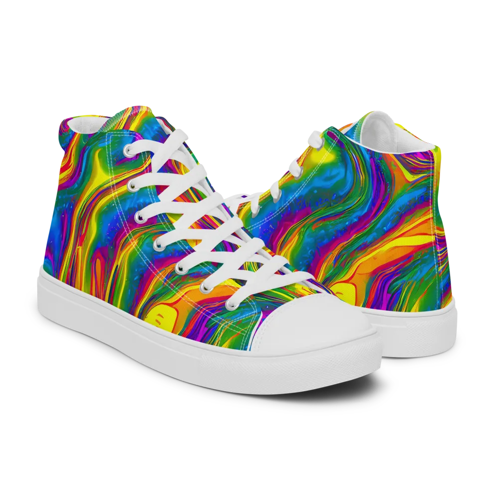 Electric Aurora on Men's High Top Canvas Shoes — Right