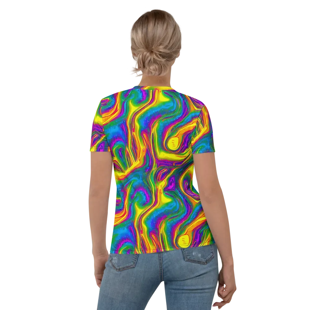 Electric Aurora on Women's Crew Neck T-Shirt — Back