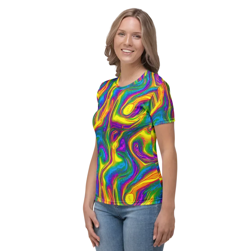 Electric Aurora on Women's Crew Neck T-Shirt — Left