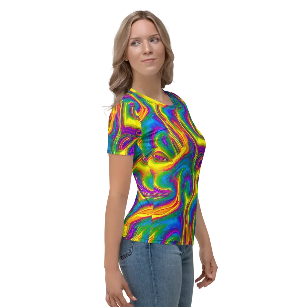 Electric Aurora on Women's Crew Neck T-Shirt — Right