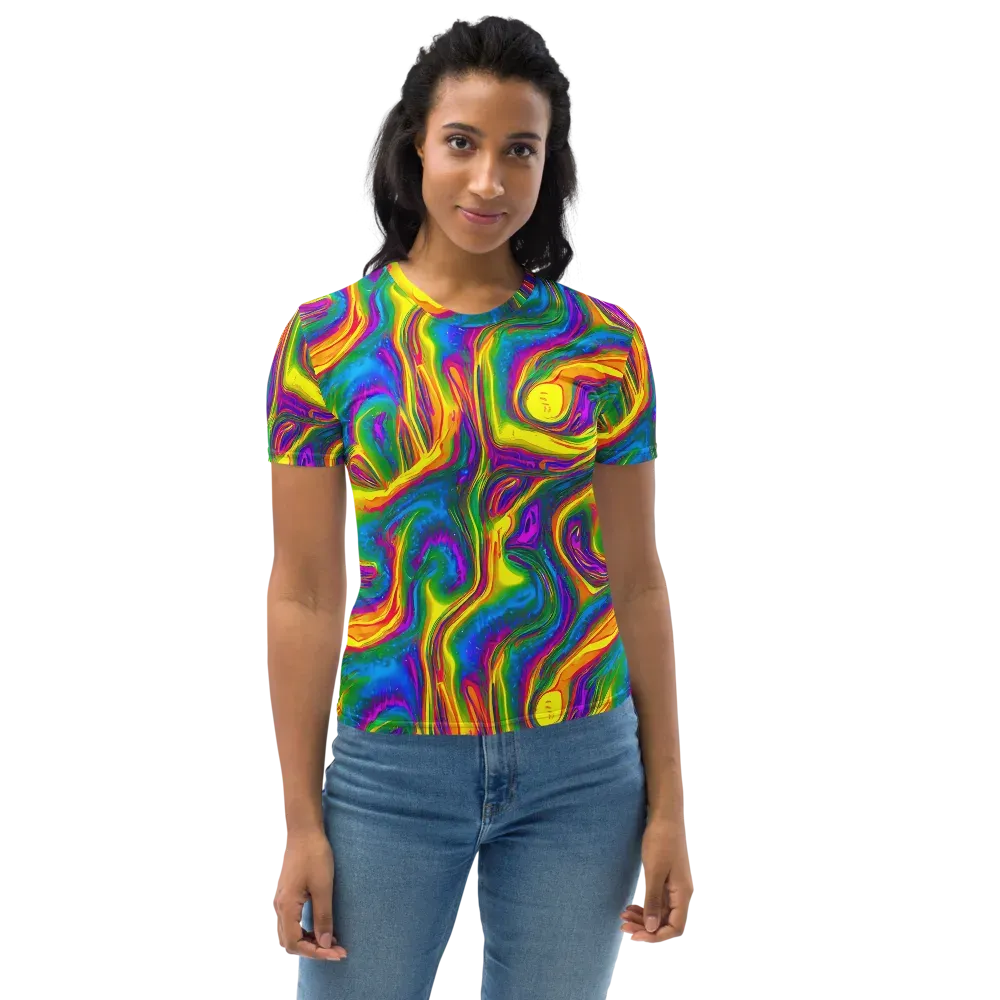 Electric Aurora on Women's Crew Neck T-Shirt — Front