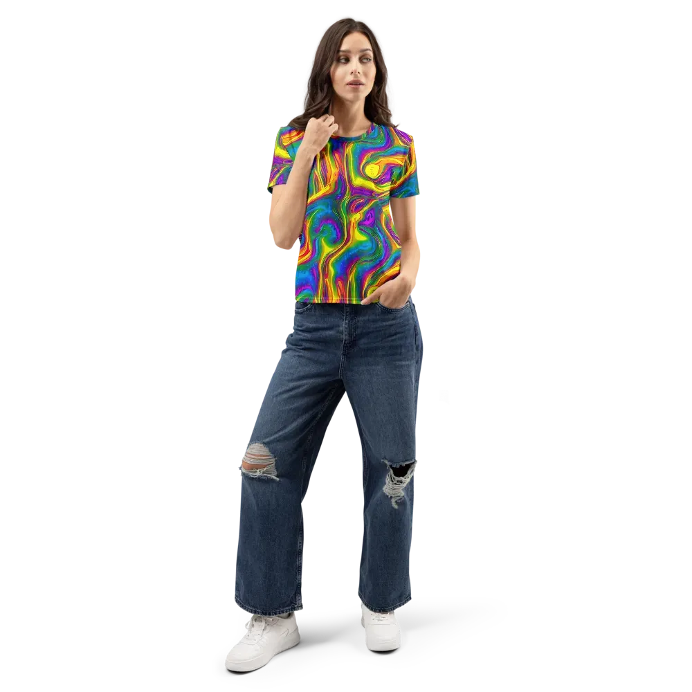Electric Aurora on Women's Crew Neck T-Shirt — Front