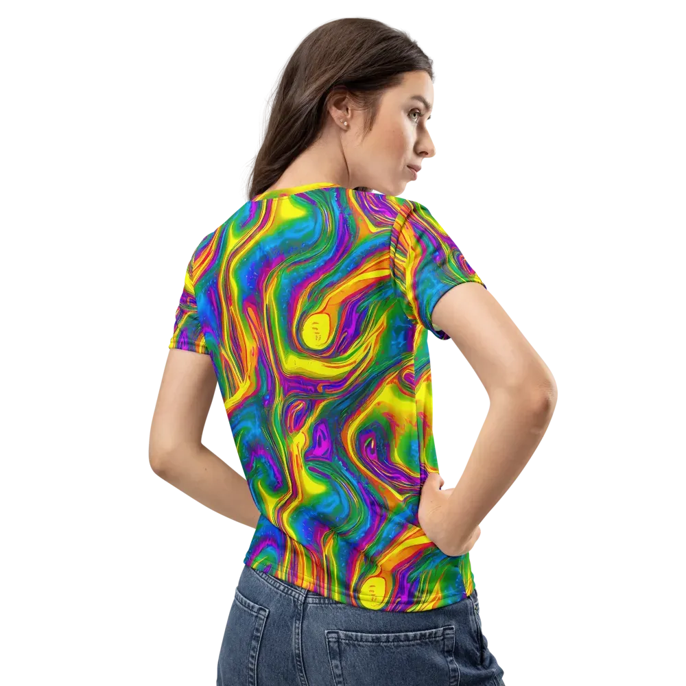 Electric Aurora on Women's Crew Neck T-Shirt — Back
