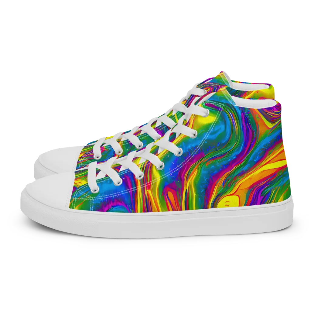 Electric Aurora on Women's High Top Canvas Shoes — Left