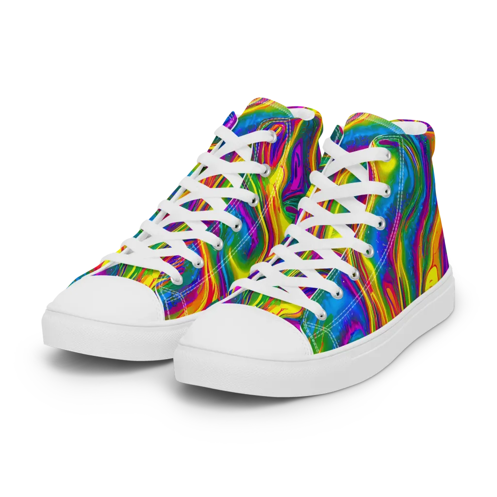 Electric Aurora on Women's High Top Canvas Shoes — Left Front