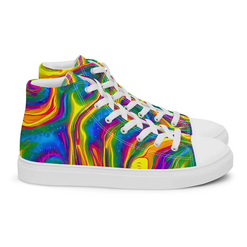Electric Aurora on Women's High Top Canvas Shoes — Right