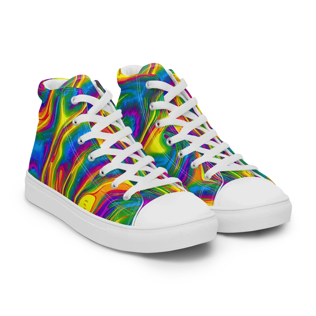 Electric Aurora on Women's High Top Canvas Shoes — Right Front