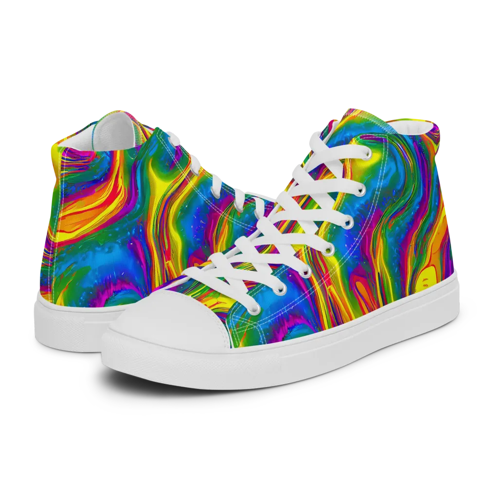 Electric Aurora on Women's High Top Canvas Shoes — Left