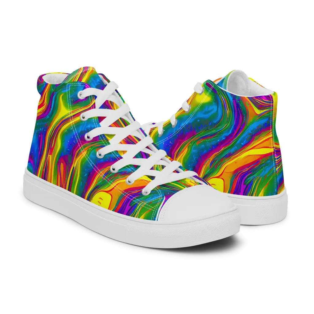 Electric Aurora on Women's High Top Canvas Shoes — Right