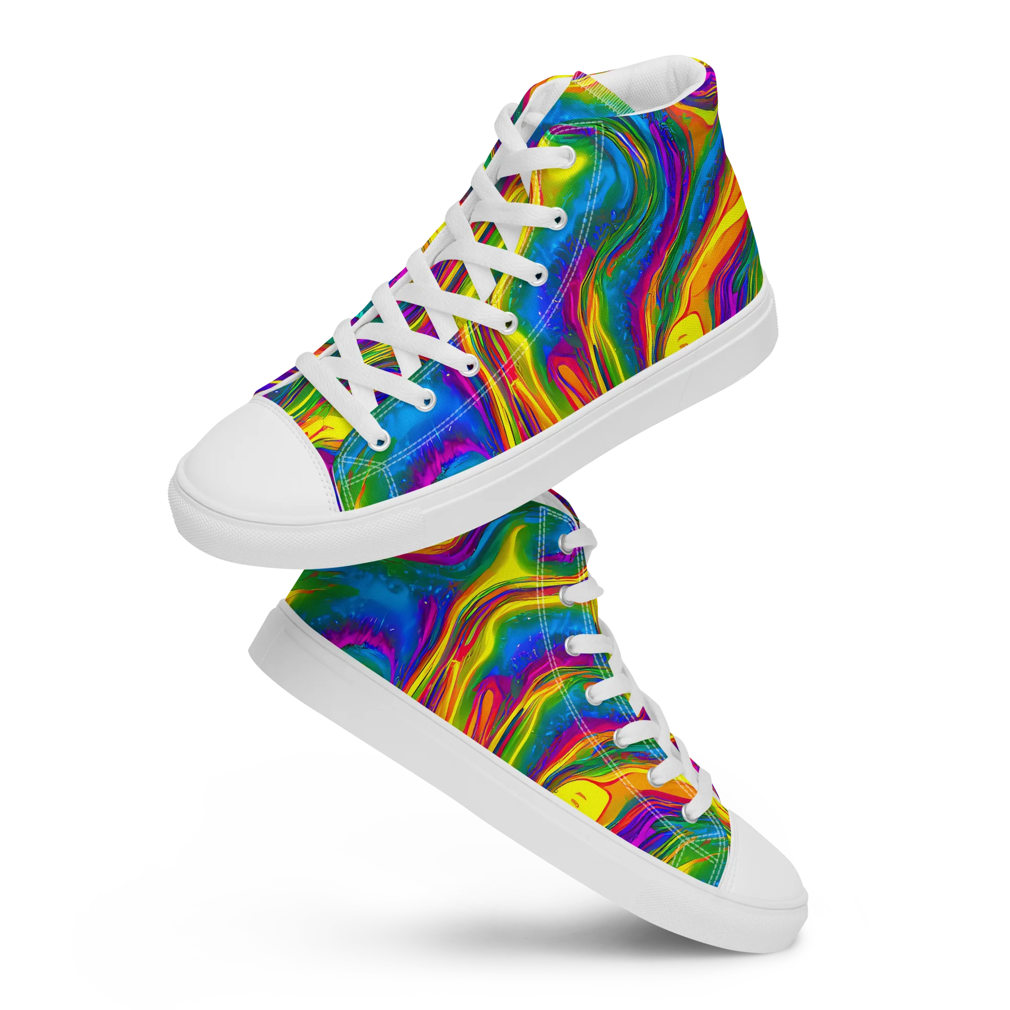Electric Aurora on Women's High Top Canvas Shoes — Front