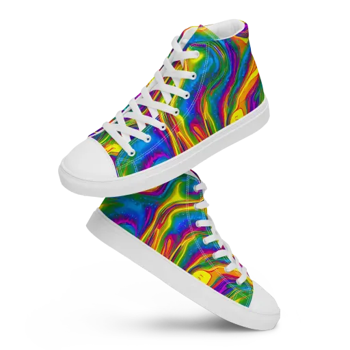 Electric Aurora on a Women's High Top Canvas Shoes