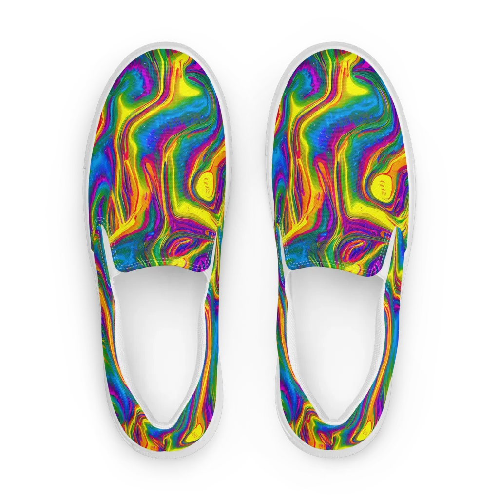 Electric Aurora on Men's Slip-On Canvas Shoes — Front