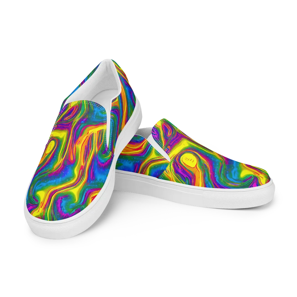 Electric Aurora on Men's Slip-On Canvas Shoes — Left Front