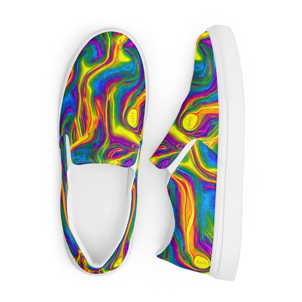 Electric Aurora on Men's Slip-On Canvas Shoes — Front