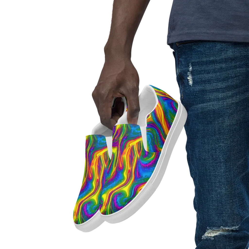 Electric Aurora on Men's Slip-On Canvas Shoes — Left Front