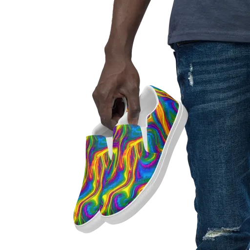 Electric Aurora on a Men's Slip-On Canvas Shoes