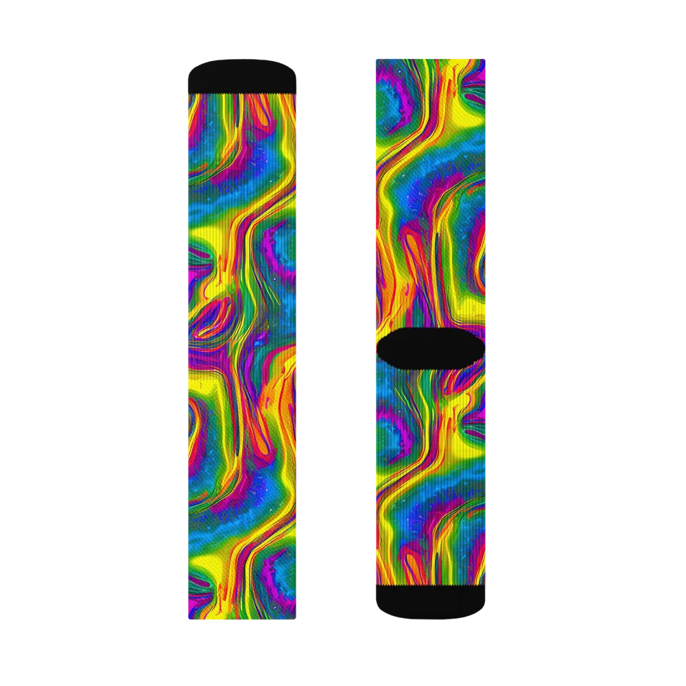 Electric Aurora on Socks — Left Sock