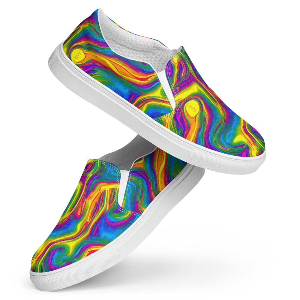 Electric Aurora on Women's Slip-On Canvas Shoes — Front
