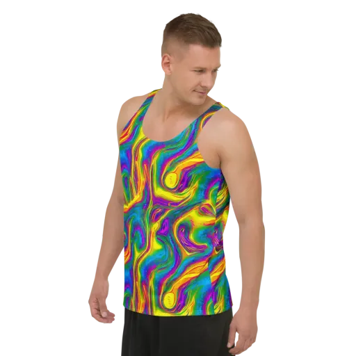 Electric Aurora on a Men's Tank Top
