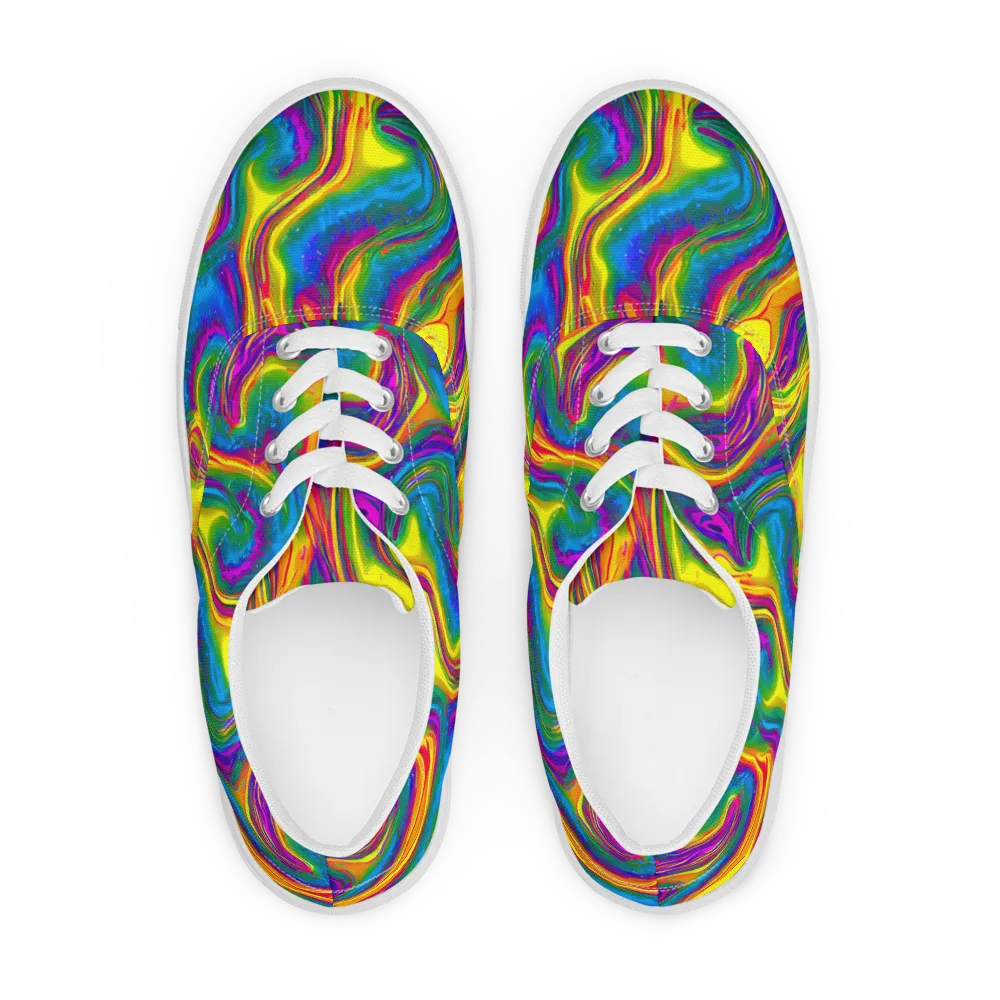 Electric Aurora on Men's Lace-Up Canvas Shoes — Front