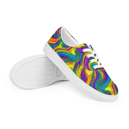 Electric Aurora on a Men's Lace-Up Canvas Shoes