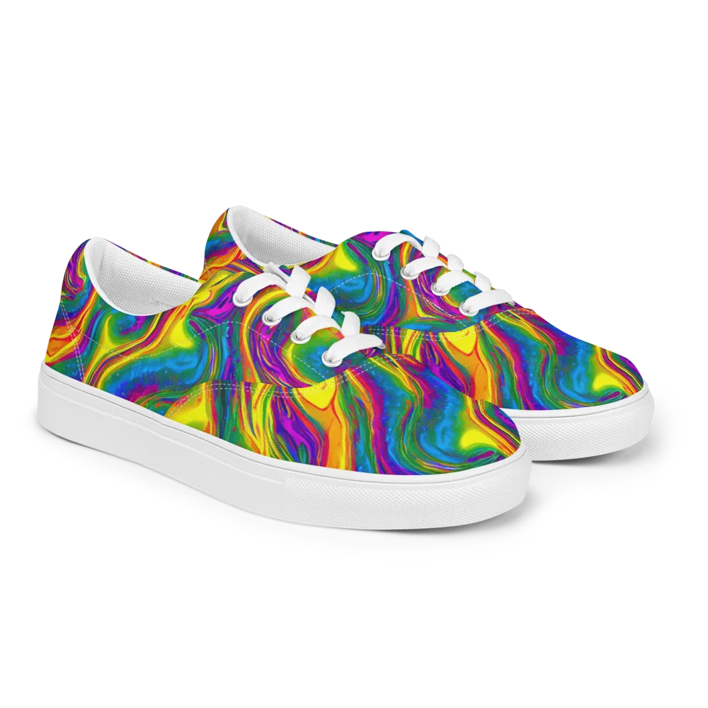 Electric Aurora on Men's Lace-Up Canvas Shoes — Right Front