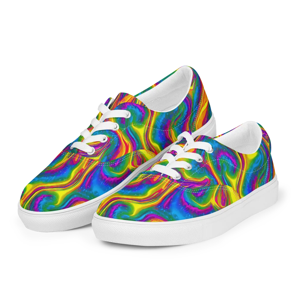 Electric Aurora on Men's Lace-Up Canvas Shoes — Left Front