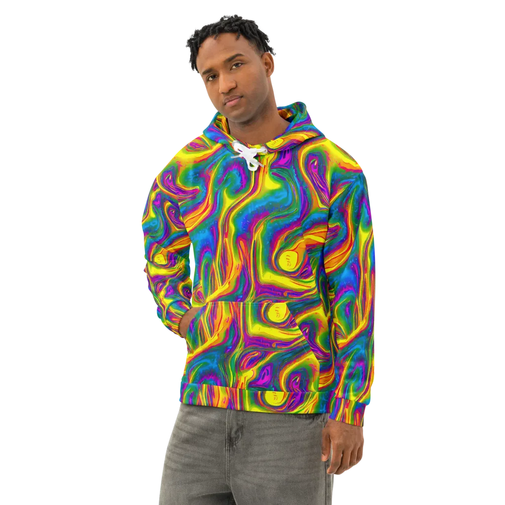 Electric Aurora on Cotton Hoodie — Left Front
