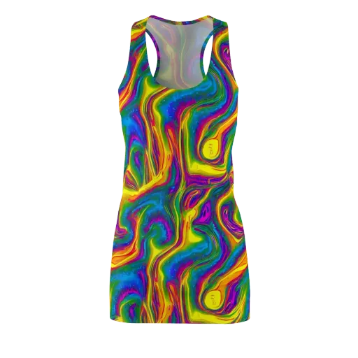 Electric Aurora on a Racerback Dress