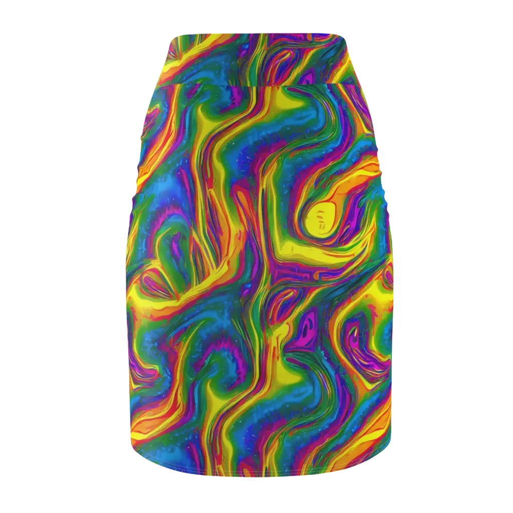 Electric Aurora on Pencil Skirt — Back