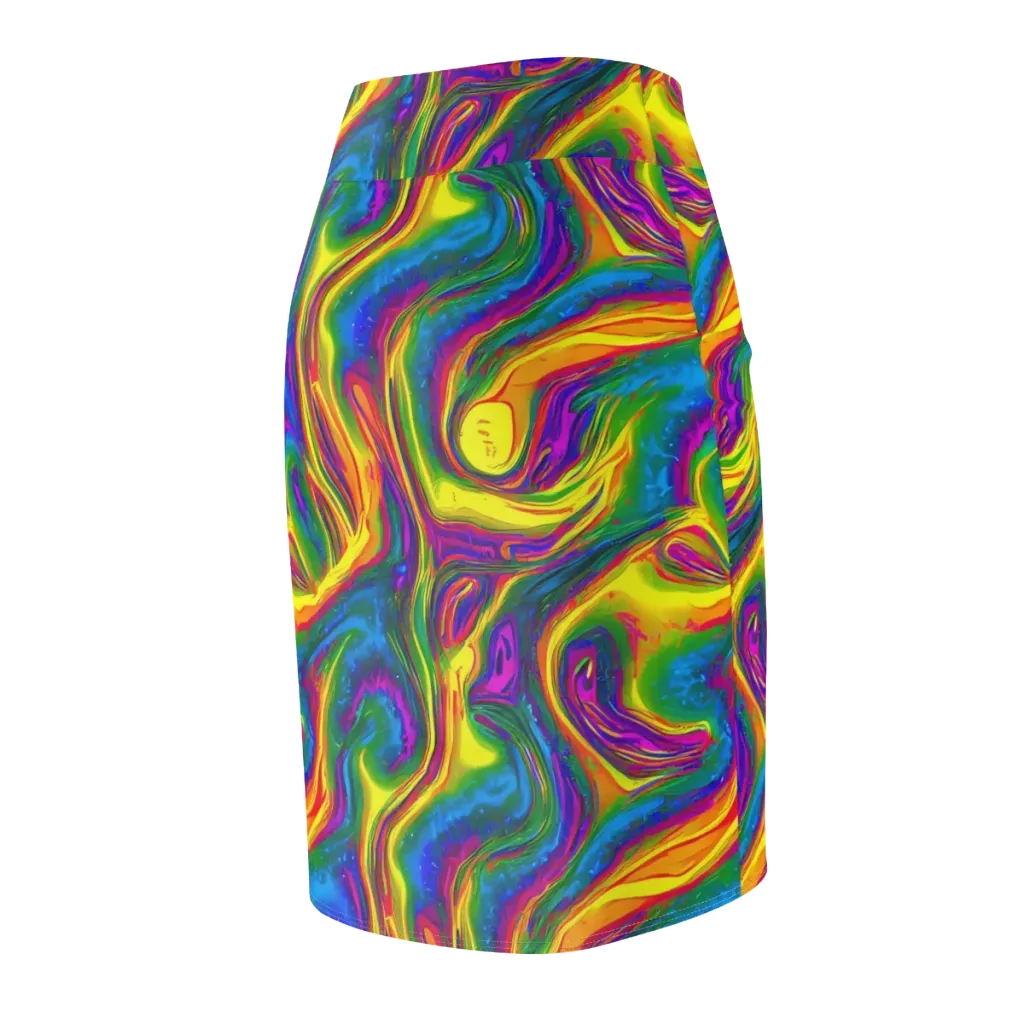 Electric Aurora on Pencil Skirt — Back Side
