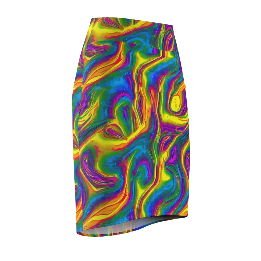 Electric Aurora on Pencil Skirt — Front Side