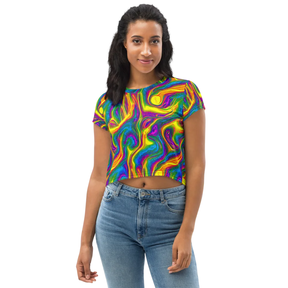 Electric Aurora on Crop Tee — Front